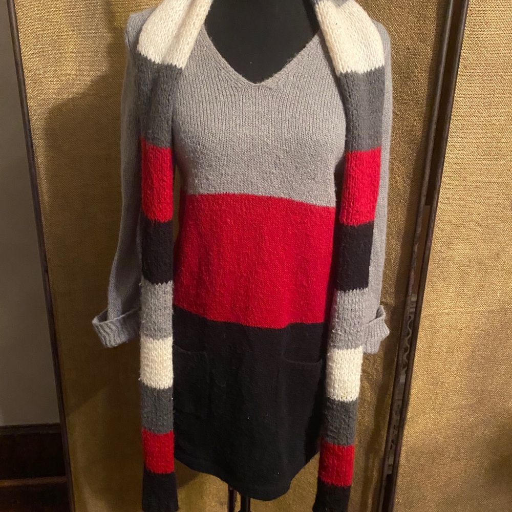 Sweater Dress Scarf Set Wool Blend Medium